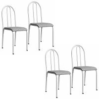 Kit 4 Cadeiras 544 Sala Jantar Cozinha Pés Aço Tubular Cinza Branco - 1