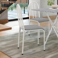 Kit 4 Cadeiras 544 Sala Jantar Cozinha Pés Aço Tubular Cinza Branco - 2