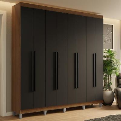 Guarda-roupa Casal Com Pés 8 Portas Batentes Rustic-preto-preto Saturno Madesa