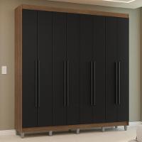 Guarda-roupa Casal Com Pés 8 Portas Batentes Rustic-preto-preto Venus Madesa - 1
