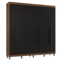 Guarda-roupa Casal Com Pés 8 Portas Batentes Rustic-preto-preto Venus Madesa - 2