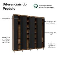 Guarda-roupa Casal Com Pés 8 Portas Batentes Rustic-preto-preto Venus Madesa