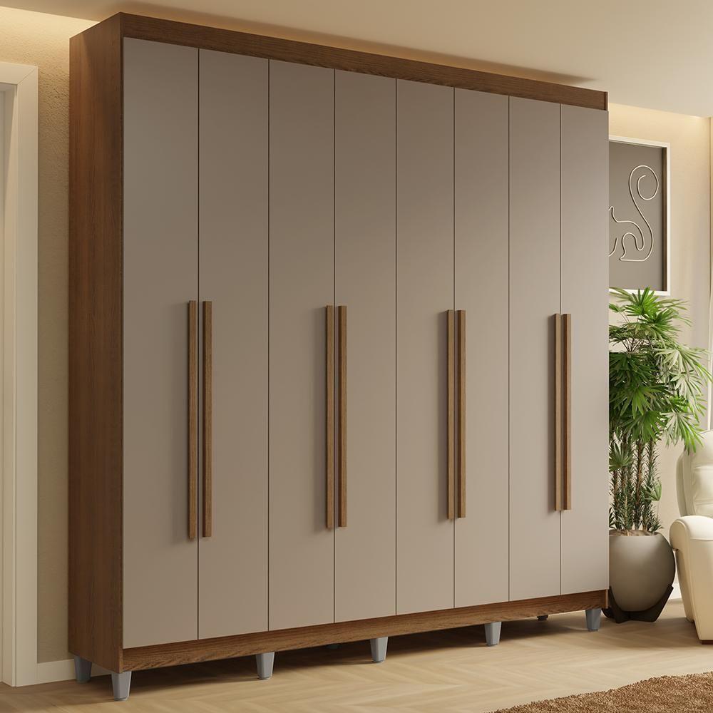 Guarda-roupa Casal Com Pés 8 Portas Batentes Rustic-crema-rustic Saturno Madesa - 1