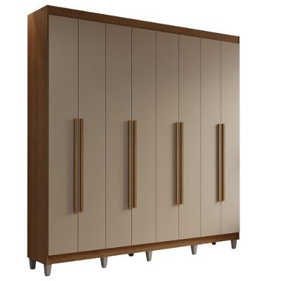 Guarda Roupa Casal Saturno 8 Portas Batentes 4 Gavetas Rustic-Crema-Rustic Madesa