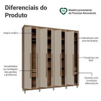 Guarda-roupa Casal Com Pés 8 Portas Batentes Rustic-crema-rustic Saturno Madesa