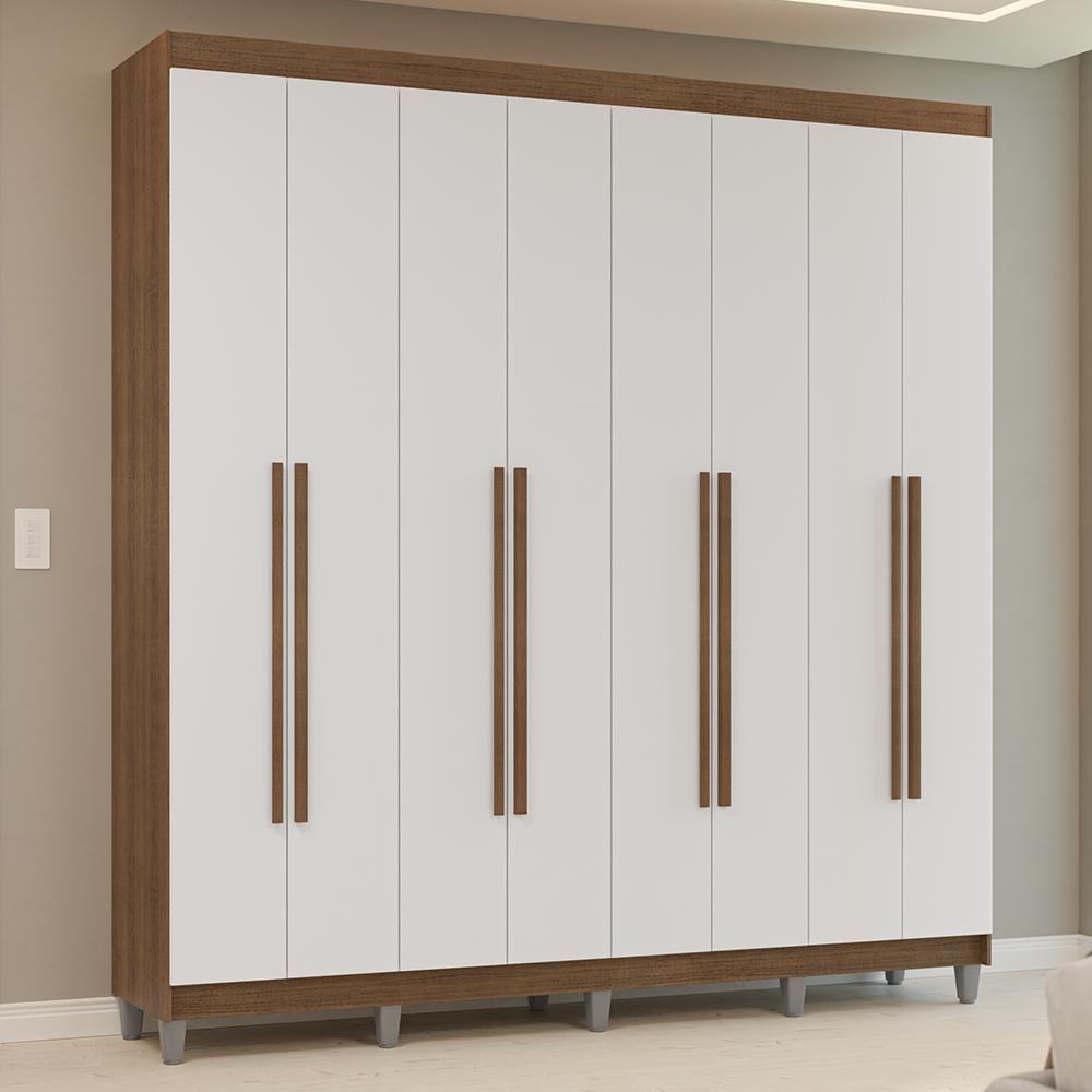 Guarda-roupa Casal Com Pés 8 Portas Batentes Rustic-branco-rustic Venus Madesa - 1