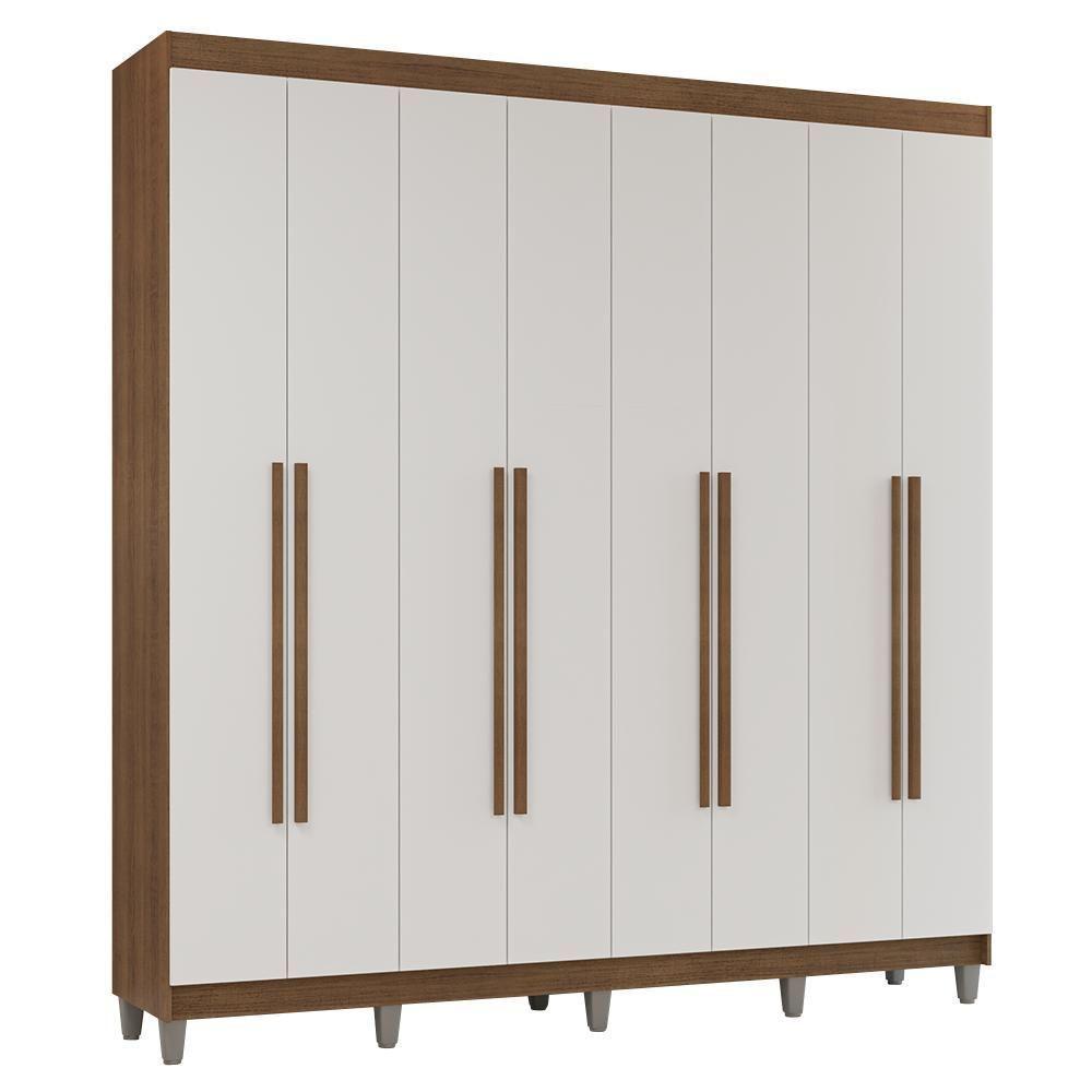 Guarda-roupa Casal Com Pés 8 Portas Batentes Rustic-branco-rustic Venus Madesa - 2