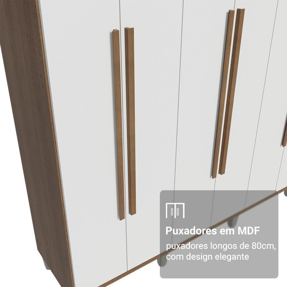 Guarda-roupa Casal Com Pés 8 Portas Batentes Rustic-branco-rustic Venus Madesa - 6