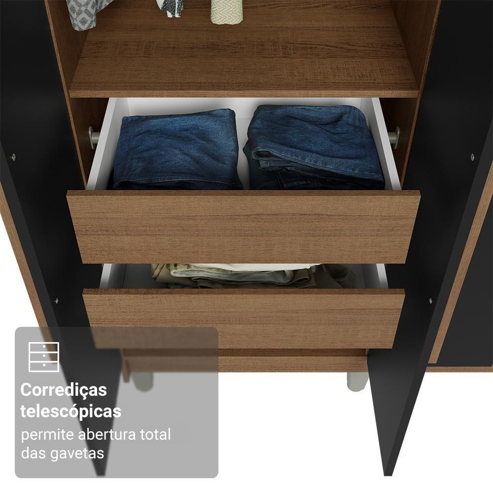 Guarda-roupa Casal Com Pés 8 Portas Batentes Com Espelho Rustic-preto-rustic Netuno Madesa - 7