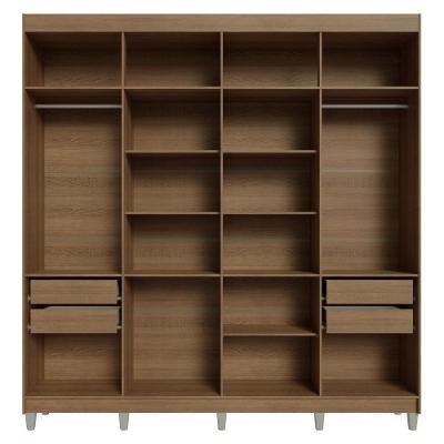 Guarda Roupa Casal Netuno 8 Portas Batentes Com Espelho Rustic-preto-rustic