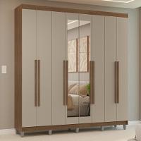 Guarda-roupa Casal Com Pés 8 Portas Batentes Com Espelho Rustic-crema-rustic Venus Madesa - 1