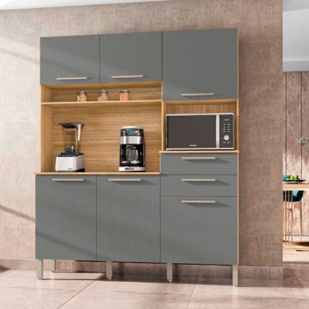 Kit Cozinha Montesa 160cm 6 Portas E 2 Gavetas Kits Paraná Freijo Cris - 1