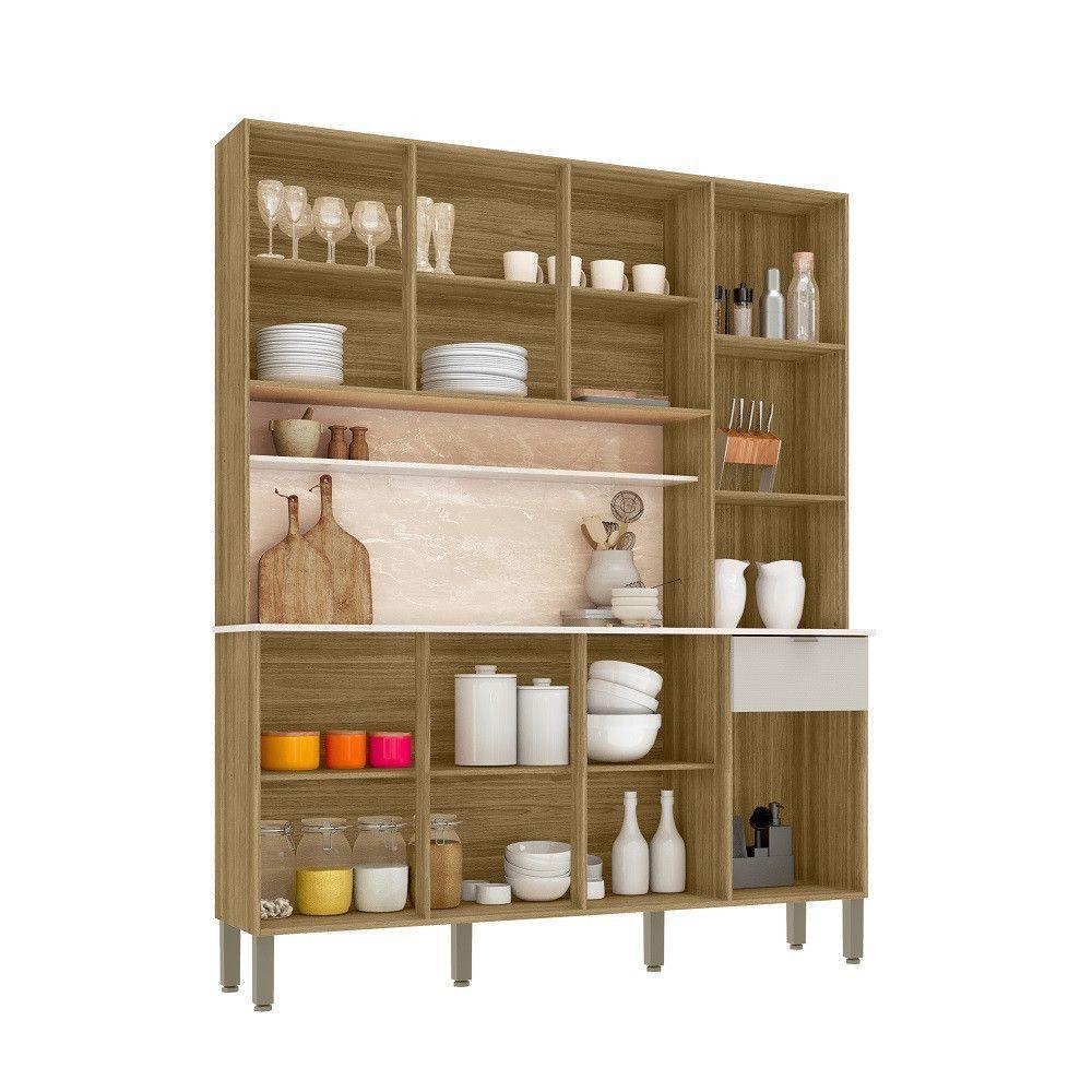 Kit Cozinha 161cm Slow 8 Portas 1 Gaveta 3012 Kits Paraná Freijó Soft - 3