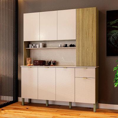 Kit Cozinha 161cm Slow 8 Portas 1 Gaveta 3012 Kits Paraná Freijó E Vanilla E Riscatto