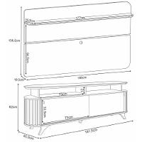 Kit Bancada Alba E Painel Curv Tv Até 70 Pés Madeira Maciça Cinamomo Off White