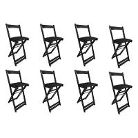 Kit 8 Cadeiras Bistro Dobrável De Madeira Estofada Preta - Preto - 1
