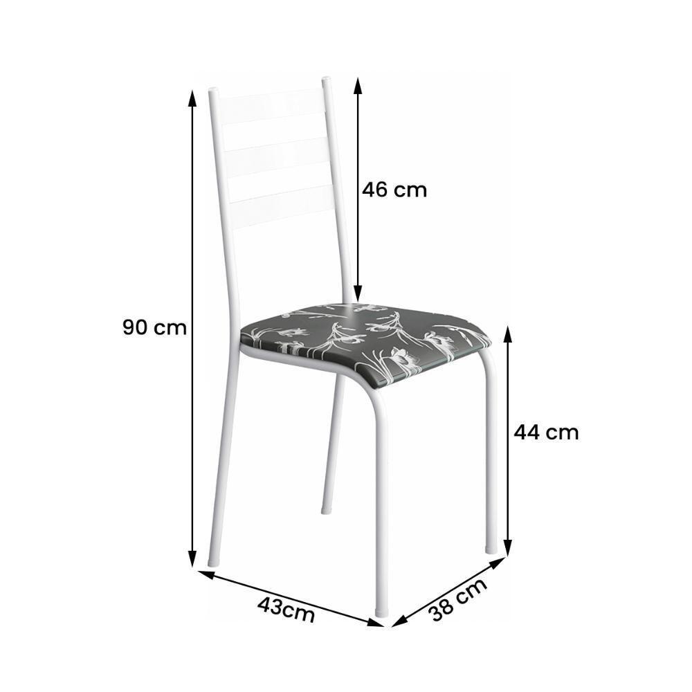 Kit 6 Cadeiras 541 Sala Jantar Cozinha Pés Aço Tubular Floral Branco - 3