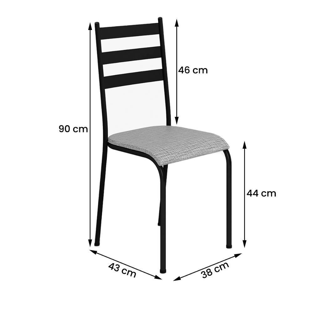 Kit 6 Cadeiras 541 Sala Jantar Cozinha Pés Aço Tubular Cinza Preto - 3