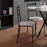 Kit 6 Cadeiras 541 Sala Jantar Cozinha Pés Aço Tubular Cinza Preto - 2