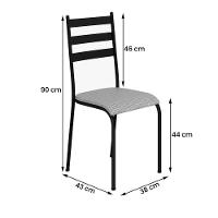 Kit 6 Cadeiras 541 Sala Jantar Cozinha Pés Aço Tubular Cinza Preto - 3