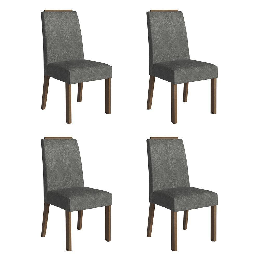 Kit 4 Cadeiras De Jantar 4255 Com Espaldar Rustic-silver Madesa - 1