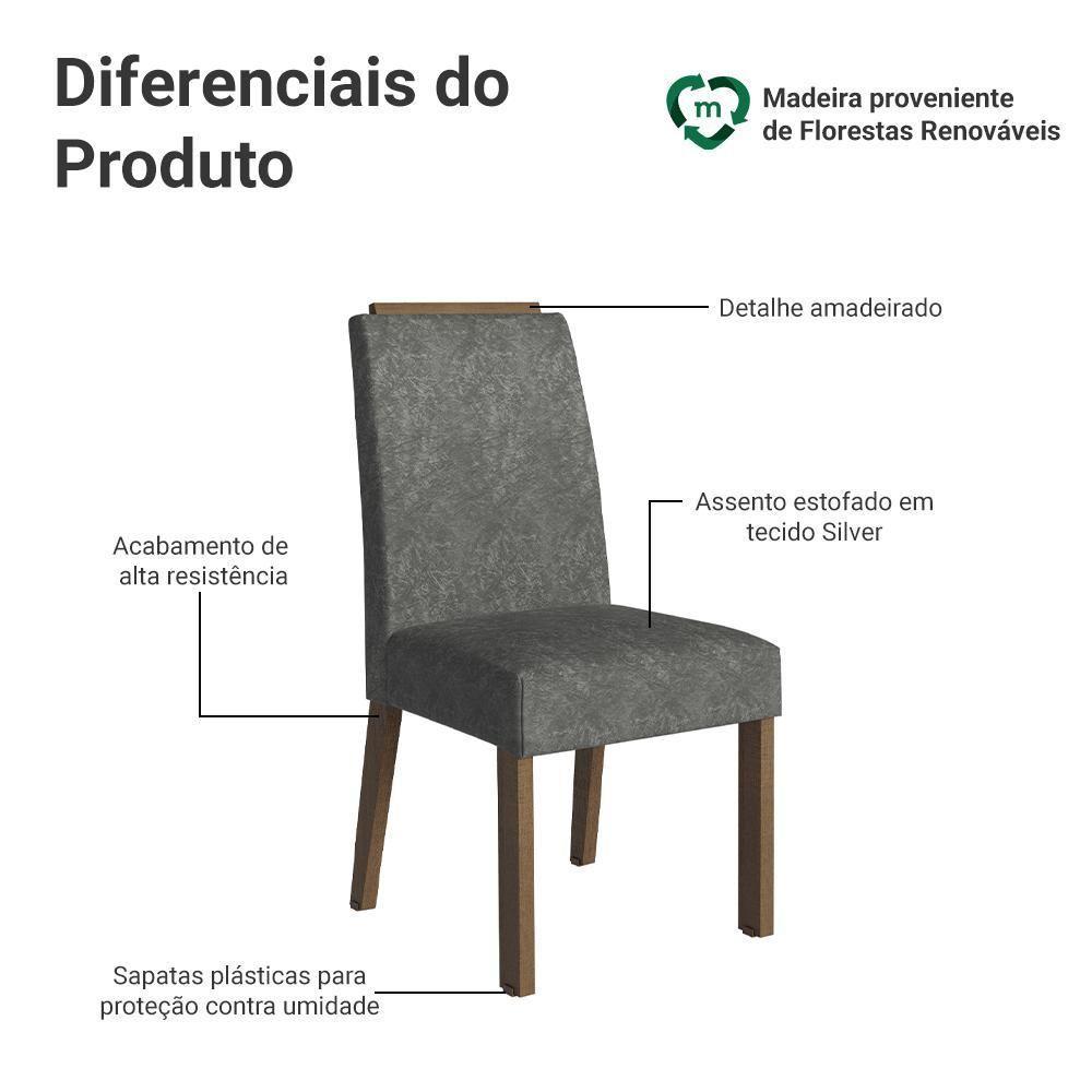 Kit 4 Cadeiras De Jantar 4255 Com Espaldar Rustic-silver Madesa - 4