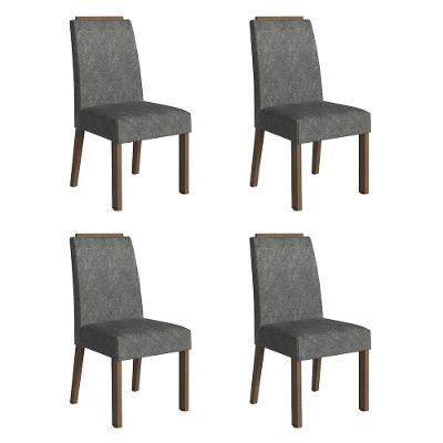 Kit 4 Cadeiras De Jantar 4255 Com Espaldar Rustic-silver Madesa