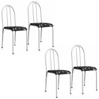 Kit 4 Cadeiras 544 Sala Jantar Cozinha Pés Aço Tubular Floral Branco - 1