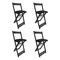 Kit 4 Cadeiras Bistro Dobrável De Madeira Estofada Preta - Preto - 1