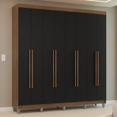 Guarda-roupa Casal Com Pés 8 Portas Batentes Rustic-preto-rustic Venus Madesa