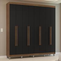 Guarda-roupa Casal Com Pés 8 Portas Batentes Rustic-preto-rustic Venus Madesa - 1
