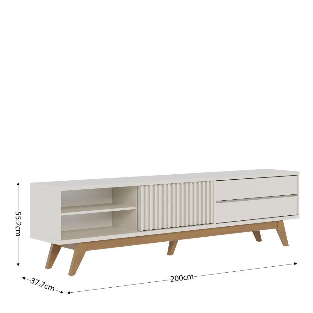 Rack Bancada Veneza Off White Matte Com Mesa De Centro Jeri Off White Freijó - Colibri - 9