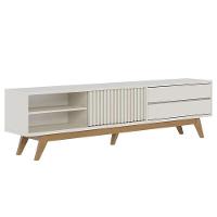 Rack Bancada Veneza Off White Matte Com Mesa De Centro Jeri Off White Freijó - Colibri - 2