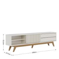 Rack Bancada Veneza Off White Matte Com Mesa De Centro Jeri Off White Freijó - Colibri - 9