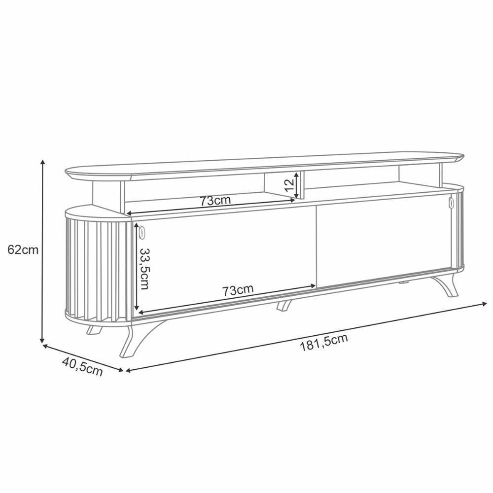 Rack Bancada Alba Tv Até 70 Polegadas Pés Madeira Maciça Cinamomo Off White - 4
