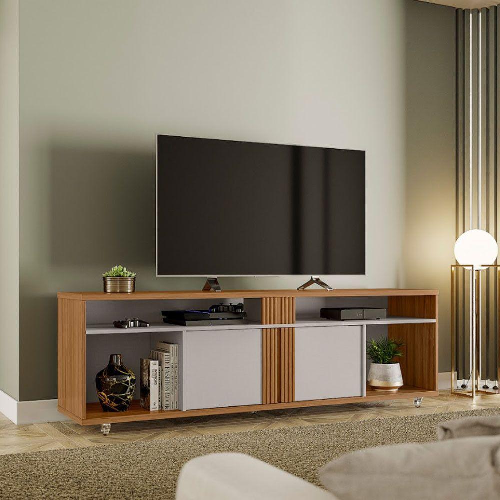 Rack Bancada 180cm Para Tv Até 70 Polegadas Nt1290 Notável Freijó Trend/ Off White Tx - 1