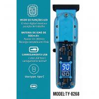 Máquina De Cortar Cabelo Transparente Led Visor Digital, Lâmina De Precisão, Usb-c Preto - 6