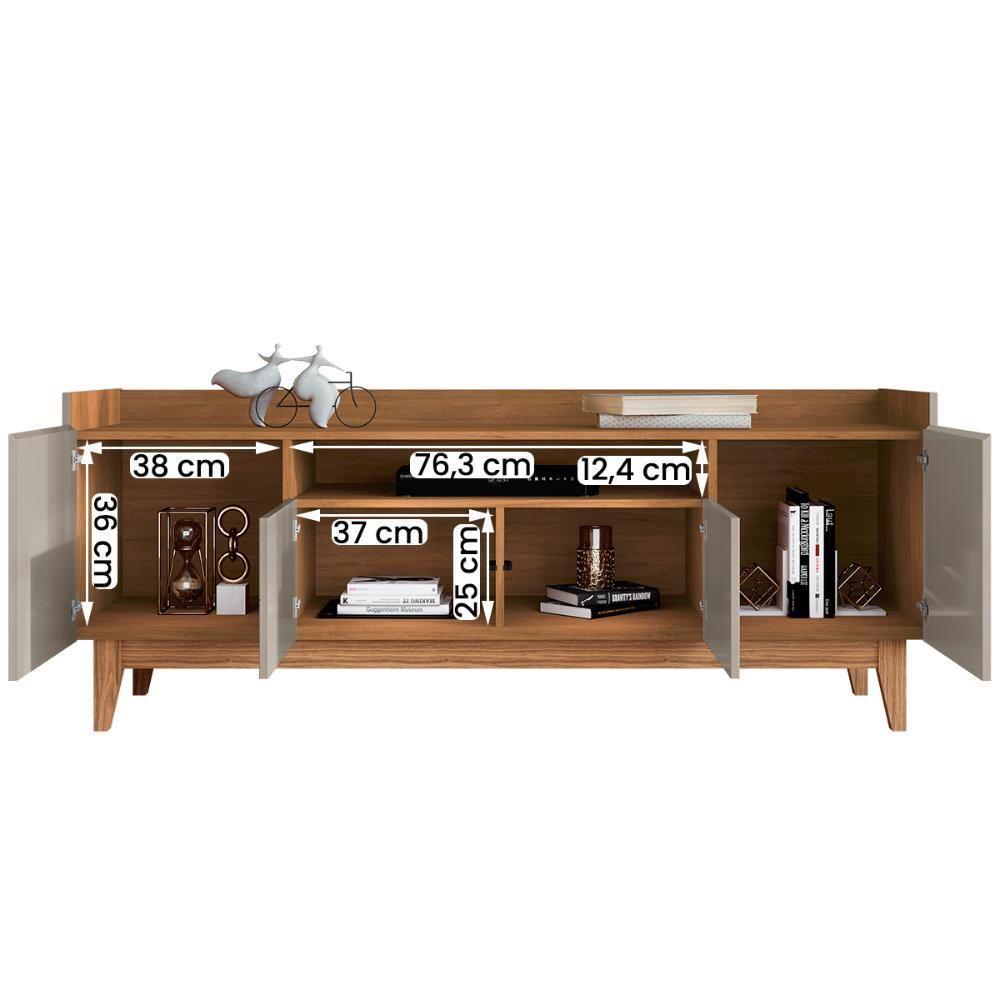 Rack Adria 180 Sala Tv Até 65 Polegadas Pés Madeira Maciça Off White Cedro - 3