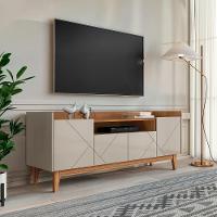 Rack Adria 180 Sala Tv Até 65 Polegadas Pés Madeira Maciça Off White Cedro - 2