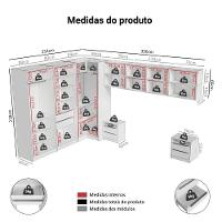 Quarto Completo Casal De Canto 610 Cm Com Mesa De Cabeceira Branco Neo Madesa - 3