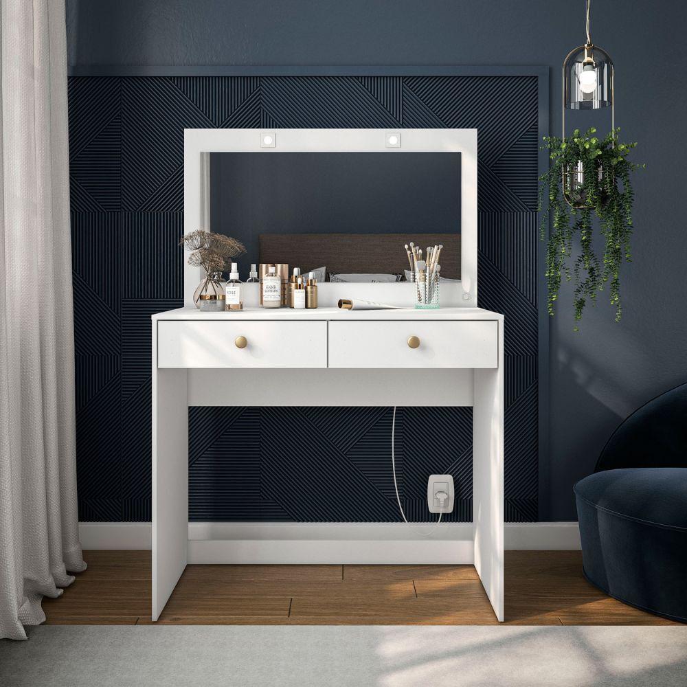 Penteadeira Politorno Valence Com Led 2 Gavetas Branco - 1