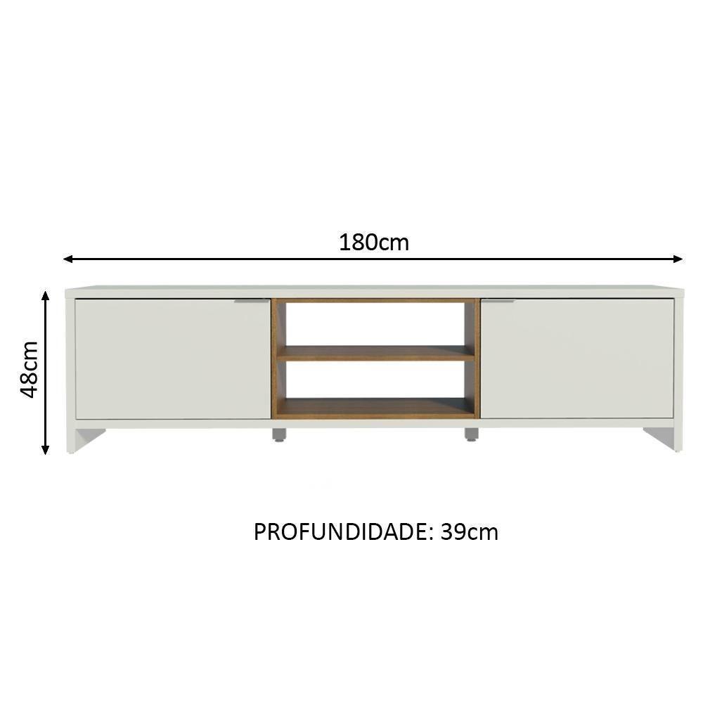 Rack Para Tv Até 80 Polegadas 180cm 2 Portas Branco-rustic Linz Madesa - 3