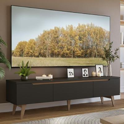 Rack Para Tv Até 80 Polegadas 180cm 2 Portas 1 Gaveta Preto-rustic Toronto Madesa