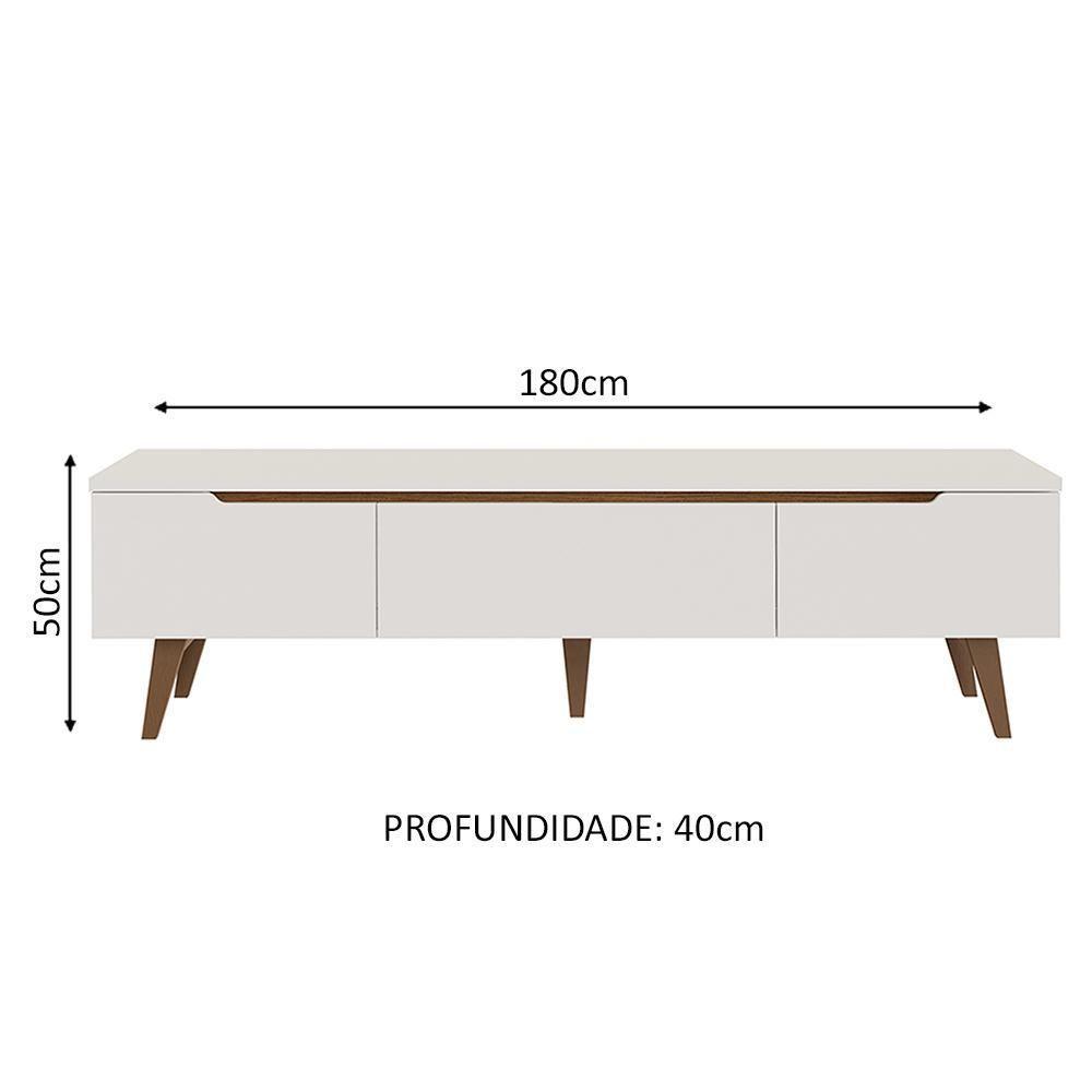 Rack Para Tv Até 80 Polegadas 180cm 2 Portas 1 Gaveta Branco-rustic Doha Madesa - 3
