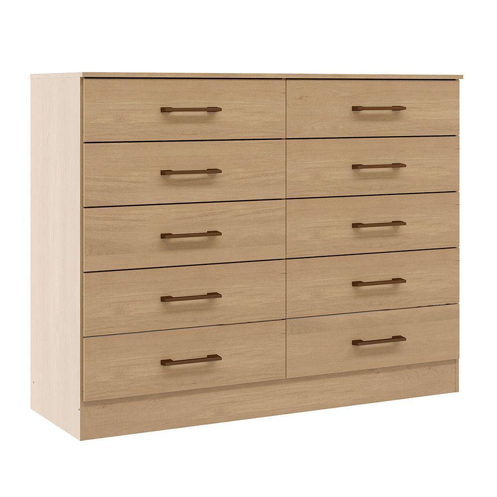 Cômoda Para Quarto 117x92cm 10 Gavetas Mdp 3017 Menu Móveis Carvalho Dakar - 2