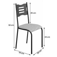 Kit 2 Cadeiras 542 Sala Jantar Cozinha Pés Aço Tubular Cinza Preto - 3