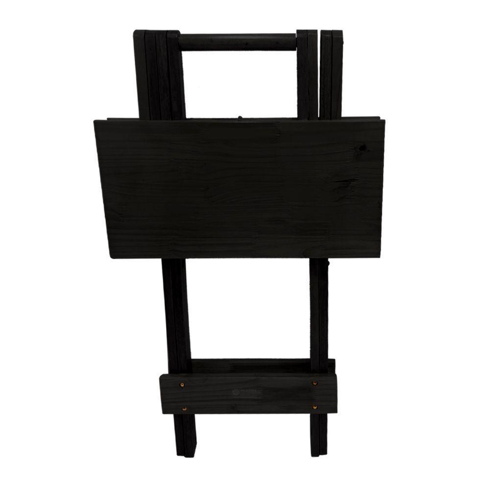 Kit 6 Mesa Bistro Dobrável Quadrada Preta - 4