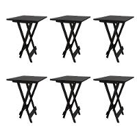 Kit 6 Mesa Bistro Dobrável Quadrada Preta - 1