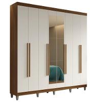 Guarda-roupa Casal Com Pés 8 Portas Batentes Com Espelho Rustic-branco-rustic Saturno Madesa - 2