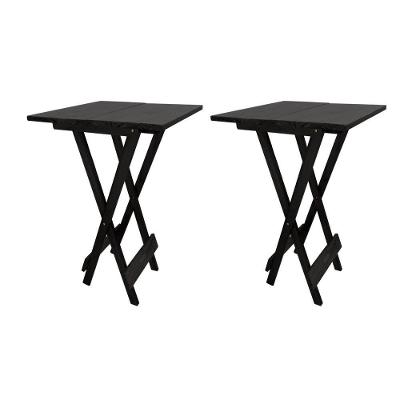 Kit 2 Mesa Bistro Dobrável Quadrada Preta